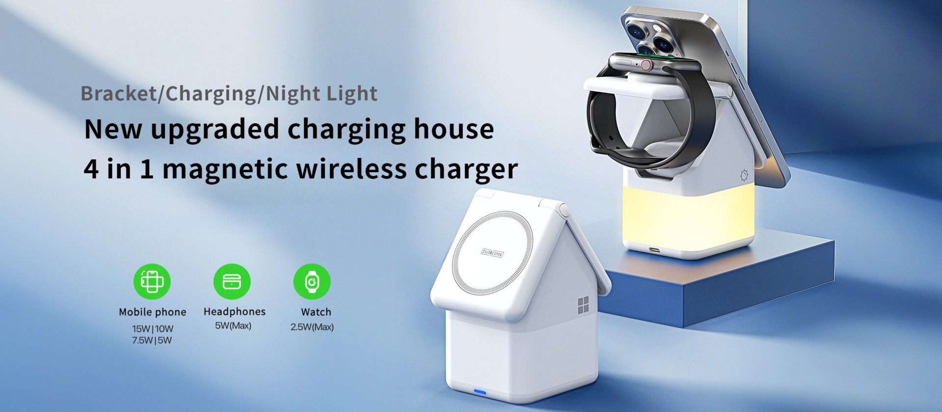 New upgraded charging house 4 in 1 magnetic wireless charger